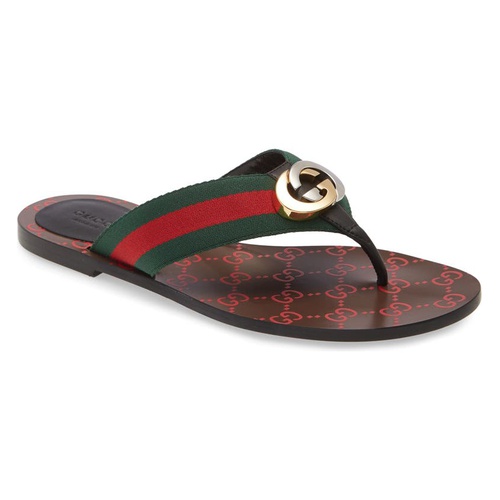 구찌 Gucci Kika GG Web Flip Flop_GREEN/RED/BLACK