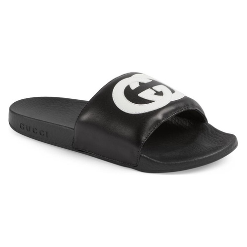 구찌 Gucci Pursuit Logo Slide Sandal_BLACK/ WHITE