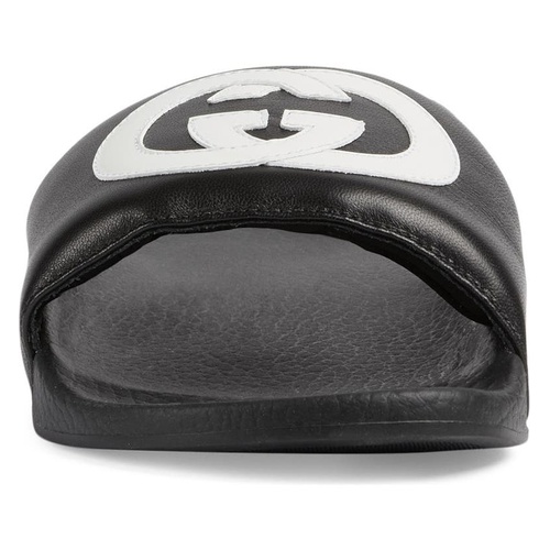 구찌 Gucci Pursuit Logo Slide Sandal_BLACK/ WHITE