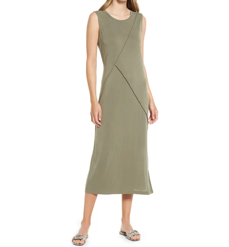 Halogen Exposed Seams Sleeveless Knit Dress_OLIVE SARMA