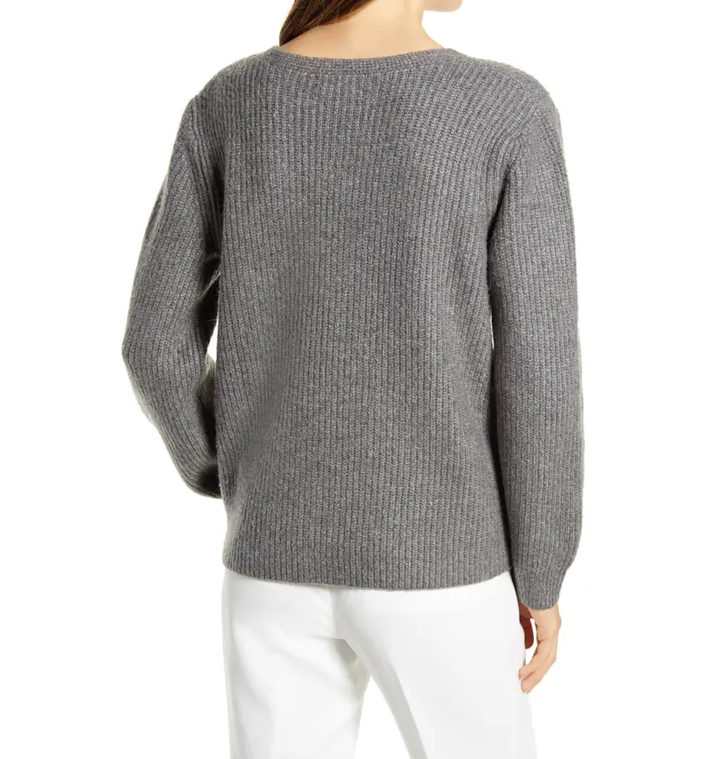  Halogen Balloon Sleeve Sweater_GREY DARK HEATHER