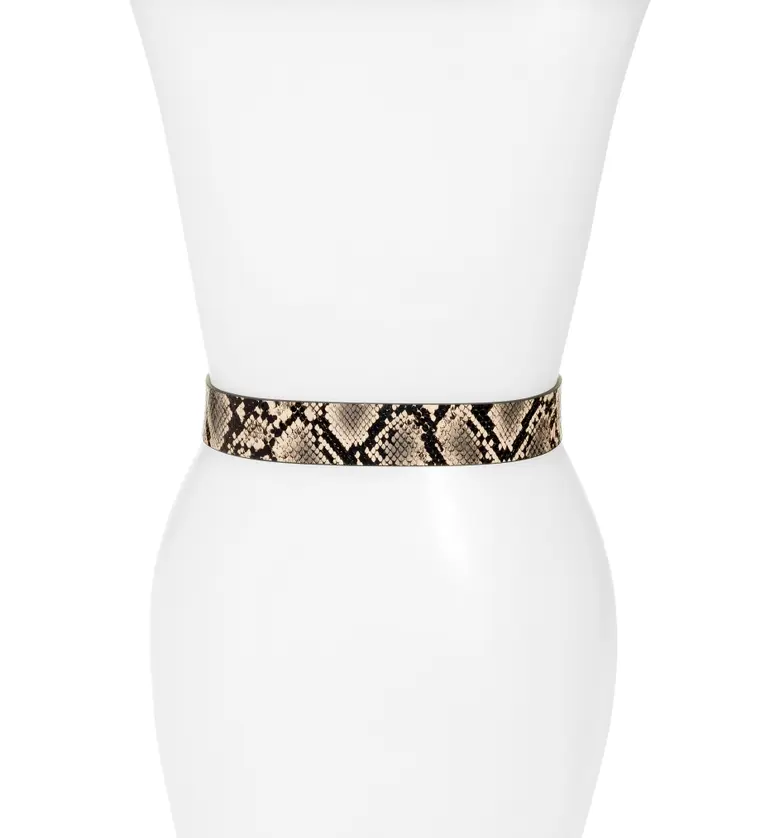  Halogen Womens Metallic Snake Print Belt_TAN COMBO