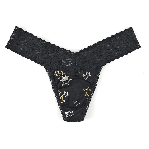  Hanky Panky Mid Rise Lace Trim Thong_GS STR BLK