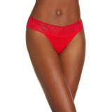 Hanky Panky Mid Rise Lace Trim Thong_RED