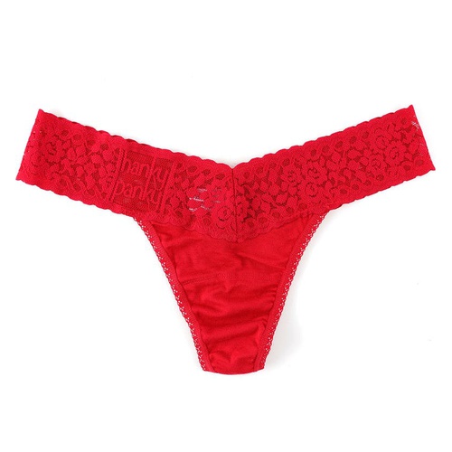  Hanky Panky Mid Rise Lace Trim Thong_RED