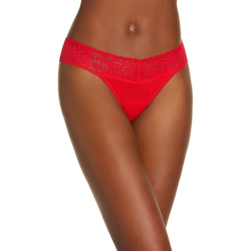  Hanky Panky Mid Rise Lace Trim Thong_RED