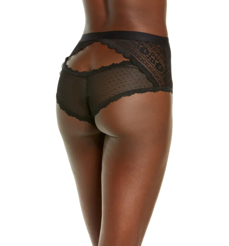  Hanky Panky Monique Lhuillier x Hanky Panky Rendezvous Open Back Lace Briefs_BLACK