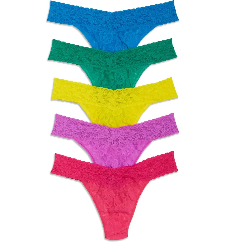  Hanky Panky Assorted 5-Pack Lace Original Rise Thongs_SUMMER 2021