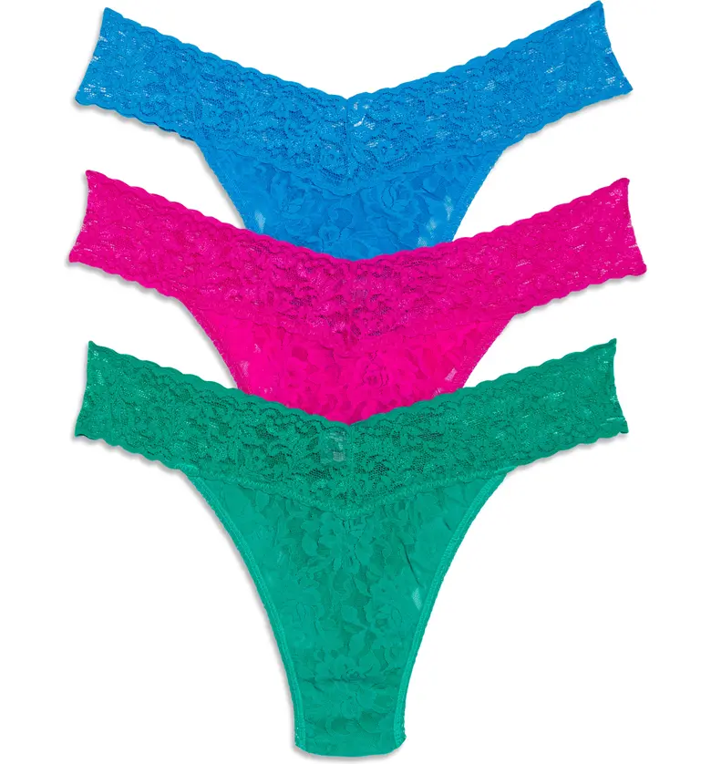  Hanky Panky Assorted 3-Pack Lace Original Rise Thongs_SUMMER 2021