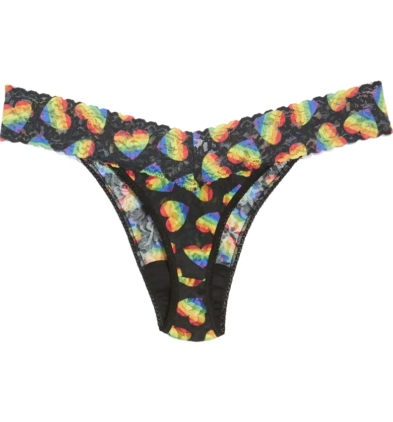  Hanky Panky Pride Original Rise Lace Thong_BLACK MULTI