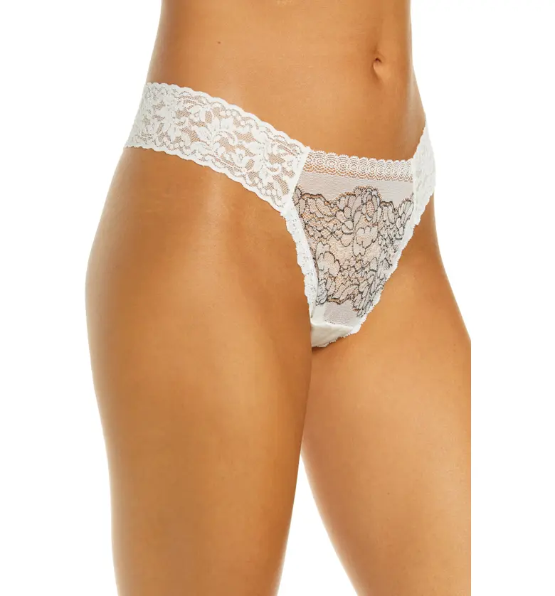  Hanky Panky Elena Diamond Jersey & Lace Thong_LILY/ BLACK