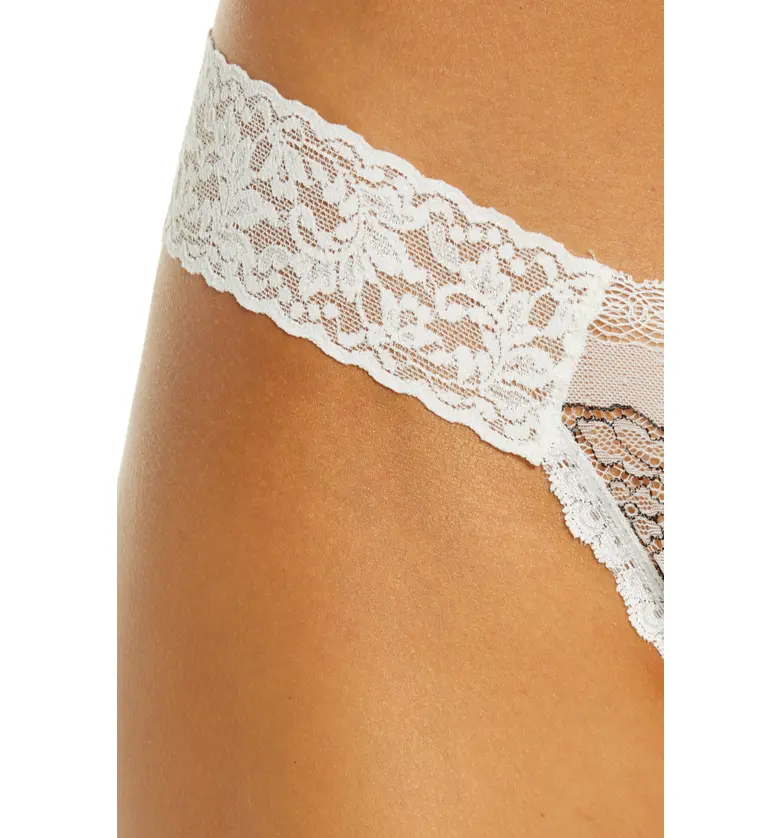  Hanky Panky Elena Diamond Low Rise Jersey & Lace Thong_LILY/ BLACK