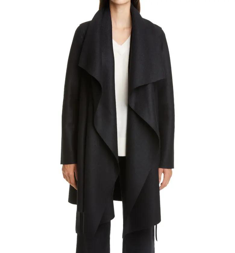 Harris Wharf London Draped Wool Coat_BLACK