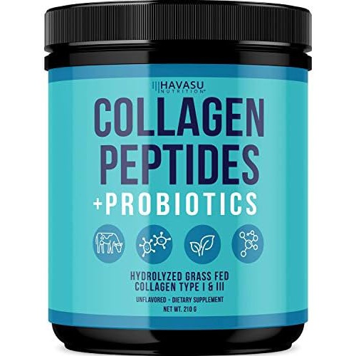  HAVASU NUTRITION Collagen Peptides Powder Supplement with Probiotics Grass-Fed Collagen Type I and III for Collagen Formation & BacilIus Coagulans to Improve Digestion