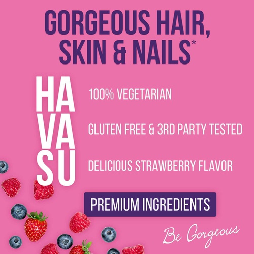  HAVASU NUTRITION Collagen Gummies for Hair Growth with 2500mcg Biotin Hydrolyzed Bovine Collagen with Zinc Vitamin E & C and for Hair Skin and Nail Growth 60 Natural Lemon Flavor Gummies Non-GMO an