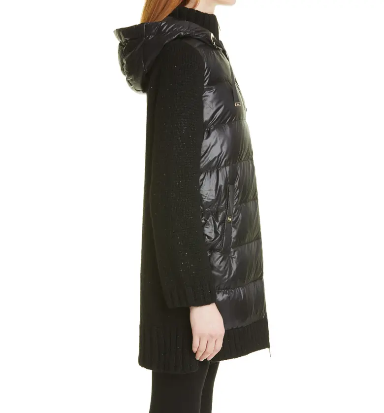  Herno Sequin Quilted Down Front Sweater Coat_BLACK