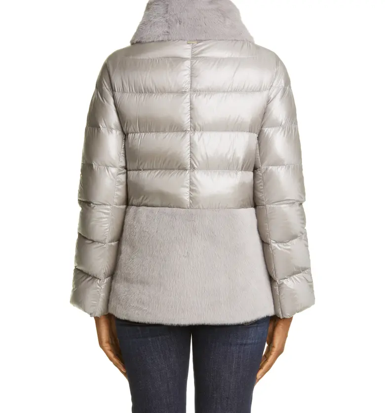  Herno Ultralight Down Puffer Jacket with Faux Fur Trim_GREY