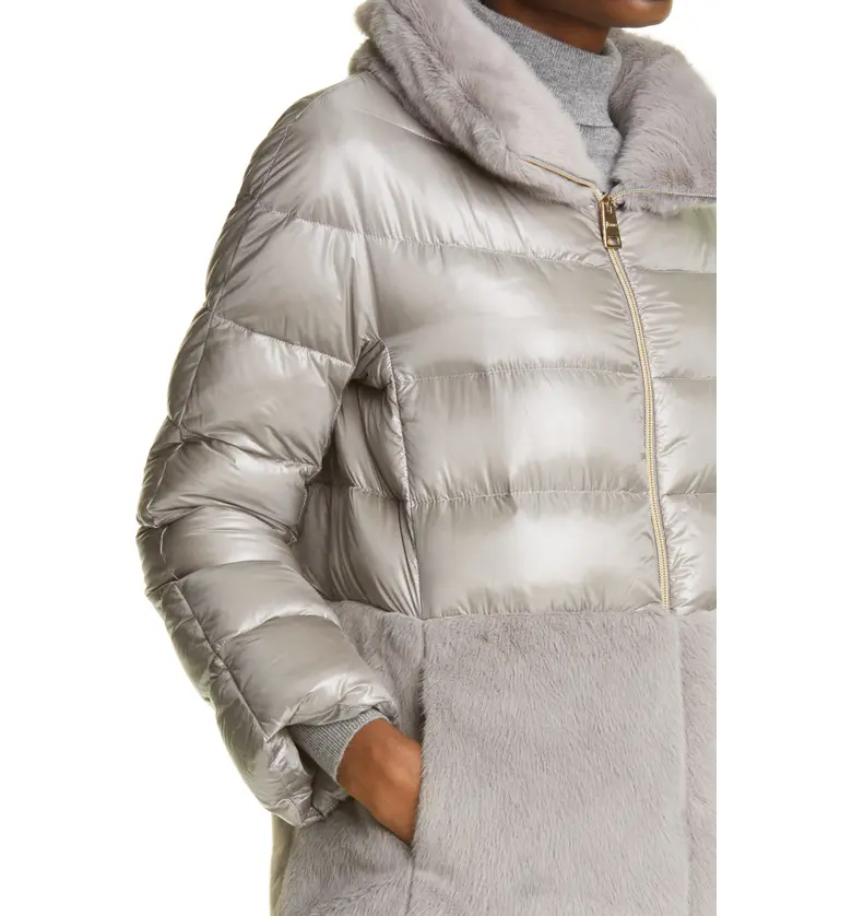  Herno Ultralight Down Puffer Jacket with Faux Fur Trim_GREY