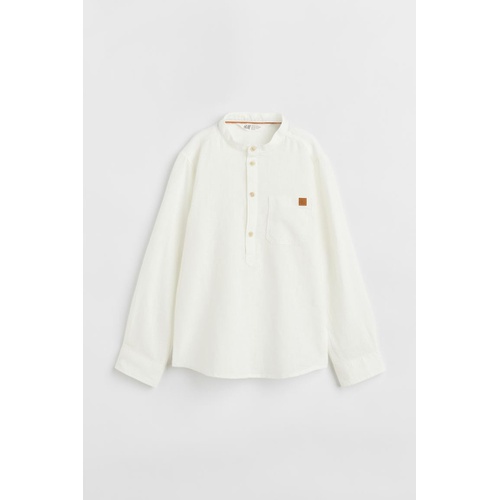 에이치앤엠 H&M Linen-blend Henley Shirt