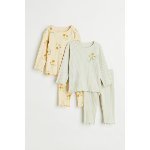 에이치앤엠 H&M 2-pack Ribbed Cotton Pajamas