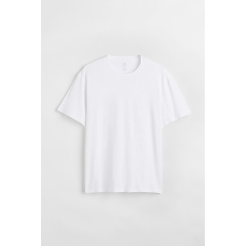 에이치앤엠 H&M Regular Fit Ribbed Cotton T-shirt