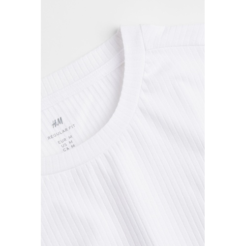 에이치앤엠 H&M Regular Fit Ribbed Cotton T-shirt