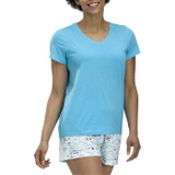 HUE Womens Short Sleeve V-Neck Sleep Tee