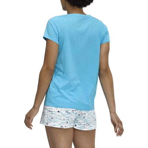  HUE Womens Short Sleeve V-Neck Sleep Tee