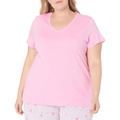 HUE Womens Short Sleeve V-Neck Sleep Tee