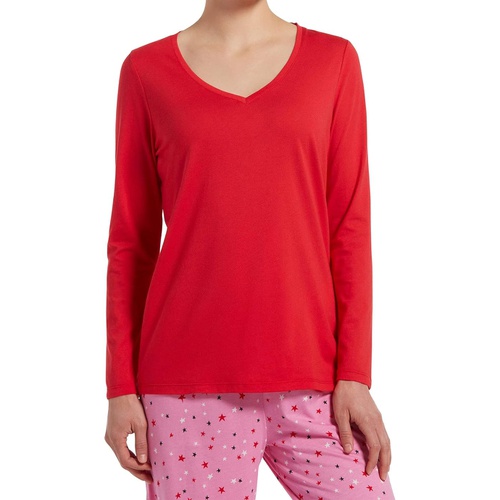  HUE Womens Long Sleeve V-Neck Sleep Tee