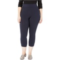 HUE Plus Size Wide Waistband Blackout Cotton Capri Leggings