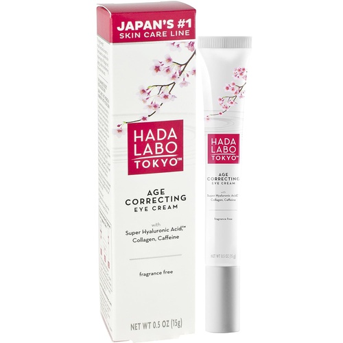  Hada Labo Tokyo Age Correcting Eye Cream 0.5 Fluid Ounce - with Super Hyaluronic Acid, Caffeine, Collagen and Light Diffusing Pigments - lightweight anti-aging eye cream, non-greas