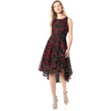 Halston Womens Floral Printed Dress with Dramatic Skirt