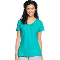 Hanes Womens Shirred V-Neck T-Shirt