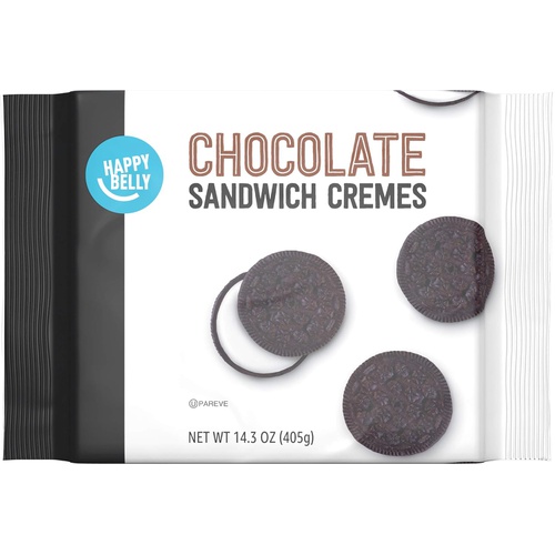  Amazon Brand - Happy Belly Chocolate Sandwich Creme Cookies, 14.3 Ounce