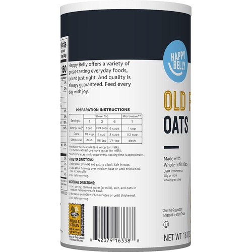  Amazon Brand - Happy Belly Old Fashioned Oats, 18 Ounce