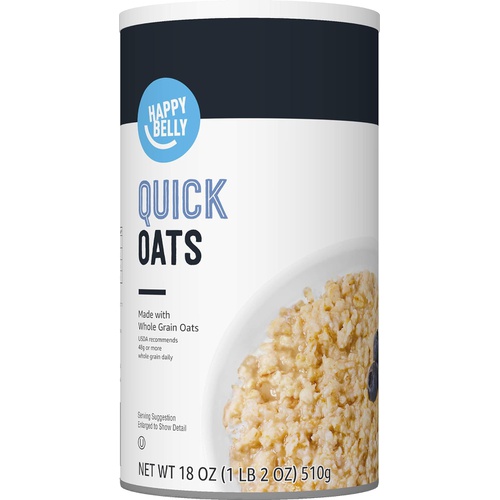  Amazon Brand - Happy Belly Quick Cook Oats, 18 Ounce