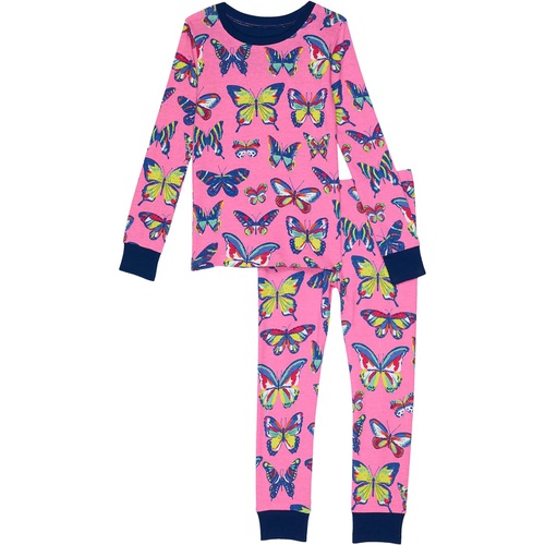 해틀리 Hatley Kids Vibrant Butterflies Organic Cotton PJ Set (Toddleru002FLittle Kidsu002FBig Kids)