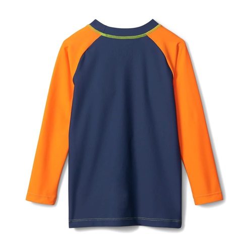 해틀리 Hatley Kids Colour-Block Dino Long Sleeve Pocket Rashguard (Toddler/Little Kids/Big Kids)