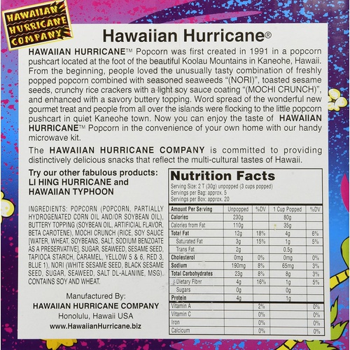  Hawaiian Hurricane Popcorn Hawaiian Hurricane Microwave Popcorn 4 Pack