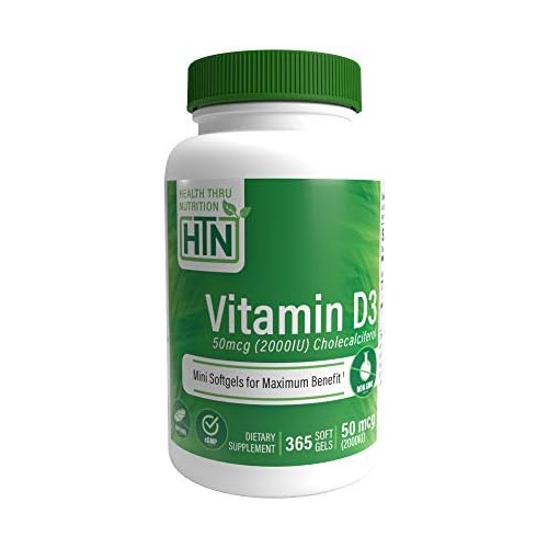  Health Thru Nutrition Vitamin D3 2000IU 50mcg Cholecalciferol Mini Softgels for Maximum Benefit 3rd Party Tested Non-GMO USP Grade in Organic EVOO Immune Health Support (Pack of 36