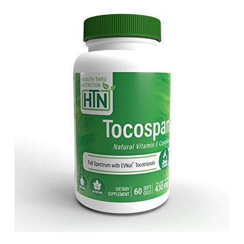  Health Thru Nutrition Tocospan Full Spectrum Vitamin-E 430 mg with EVNol Tocotrienols All 8 Natural Vitamin E Sources Clinically Studied Cardiovascular & Antioxidant Support (Pack
