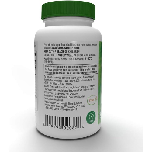  Health Thru Nutrition Tocospan Full Spectrum Vitamin-E 430 mg with EVNol Tocotrienols All 8 Natural Vitamin E Sources Clinically Studied Cardiovascular & Antioxidant Support (Pack