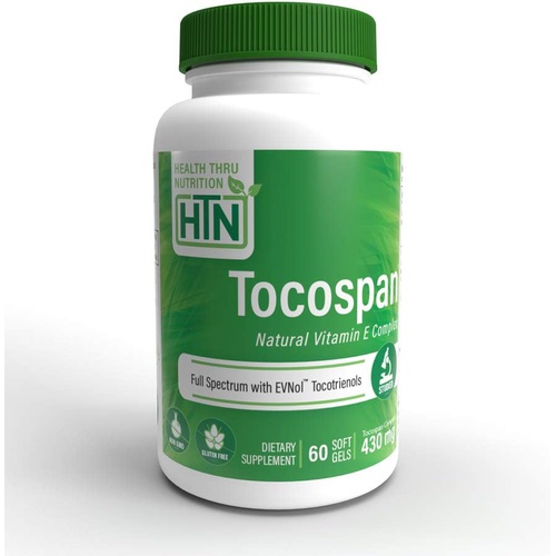  Health Thru Nutrition Tocospan Full Spectrum Vitamin-E 430 mg with EVNol Tocotrienols All 8 Natural Vitamin E Sources Clinically Studied Cardiovascular & Antioxidant Support (Pack