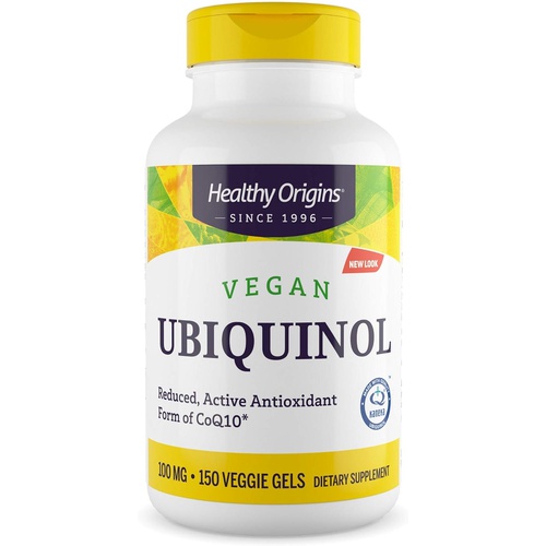  Healthy Origins Ubiquinol 100 mg (Vegan Formula, Kaneka QH, Non-GMO, Gluten Free, Heart Support, Energy Support), 60 Veggie Gels