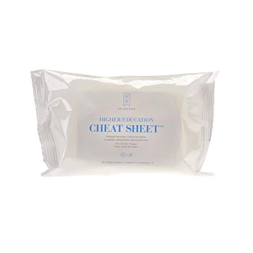  Higher Education Skincare: Cheat Sheet Makeup Removing & Cleansing Wipes to Remove Dirt, Grime, Oil, Makeup & Waterproof Mascara - 25 Ct.