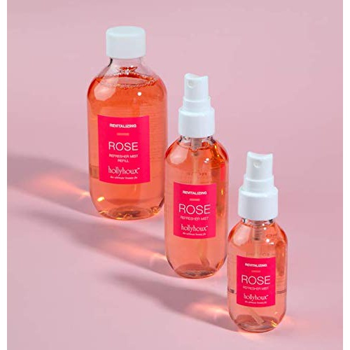  Hollyhoux Rose Refresher Mist REFILL with Rose Oil and Aloe Helps Protect Skin from Aging and Brightens and Revitalizes - 8.12 fl oz / 240mL. Vegan, Non GMO and Cruelty Free.