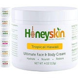 Honeyskin Hydrating Manuka Honey Face and Body Moisturizer Cream - Natural Facial Skin Care With Deep Hydrating Ingredients - With Natural Aloe and Hydration Oils - Natural Tropical Hawaii S