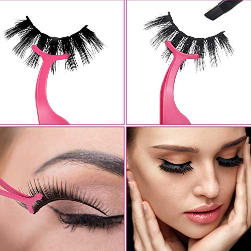  Honoson 24 Pieces False Eyelashes Applicator Tool Stainless Steel Eyelash Extension Tweezers Remover Clip Tweezers Nipper Eyelash Auxiliary Clip for Women Girls Makeup Application and Remo