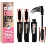 HuaQing 3 Pack 4D Silk Fiber Eyelash Mascara, Waterproof Fiber 4D Mascara, Luxuriously Longer Thicker, Voluminous Eyelashes, Long Lasting Charming Eye Makeup, Lasting All Day, Smudge-Proof